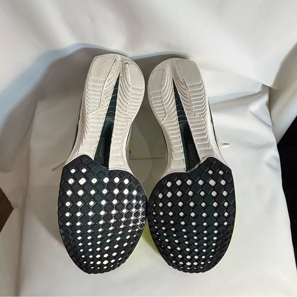 NIKE Sz 9.5 Vaporfly Zoom X White and Neon Yellow Breathable Running Shoes - Picture 12 of 16